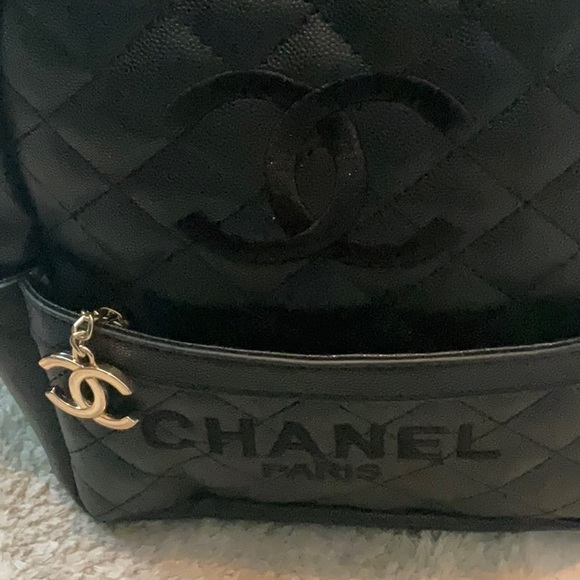 Makeup Line CHANEL Makep Line Black Backpack with Gold Accents - Picture 2 of 10